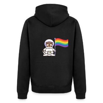 Gay Pride Otter Queer Rainbow Otter LGBT - Unisex Premium Organic Zip Hoodie - black - Back - Nico (187cm)