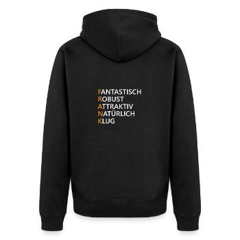 Frank Name Geschenk - Unisex Premium Bio Zip Hoodie - Schwarz - Hinten - Nico (187cm)