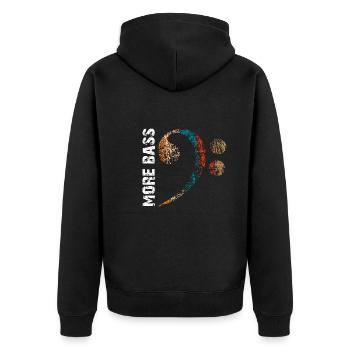 Plus de basses s’il vous plaît, grosse clé de fa - Veste à capuche bio Premium Unisexe - noir - Dos - Nico (187cm)