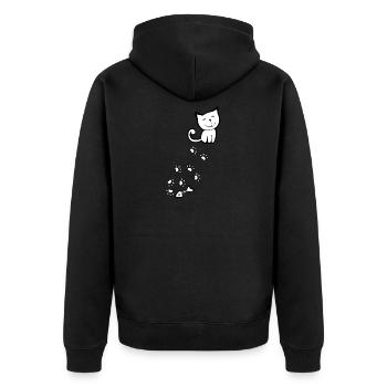 Sweet cat with paws, herringbone - cool shirt - Unisex Premium Organic Zip Hoodie - black - Back - Nico (187cm)