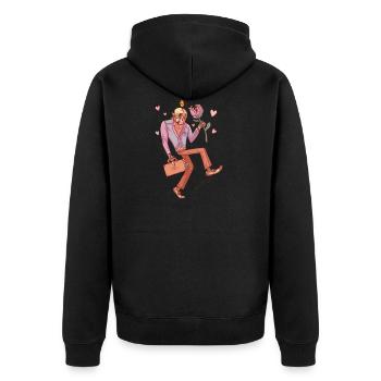 In love skeleton with carnivorous flower - Unisex Premium Organic Zip Hoodie - black - Back - Nico (187cm)