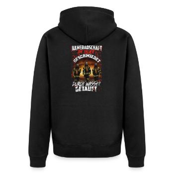 Feuerwehr Kameradschaft Feuer Wasser Geschenk - Unisex Premium Bio Zip Hoodie - Schwarz - Hinten - Nico (187cm)
