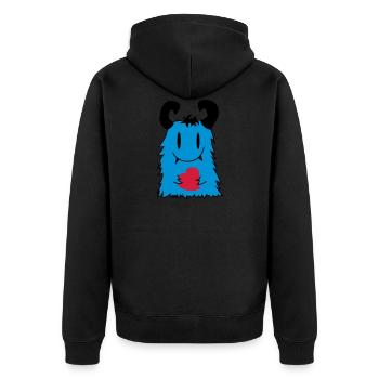 Monster Wuschel - Unisex Premium Bio Zip Hoodie - Schwarz - Hinten - Nico (187cm)