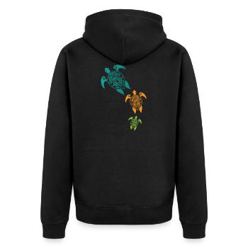Maori Schildkröten Gruppe Tattoo Geschenk Idee - Unisex Premium Bio Zip Hoodie - Schwarz - Hinten - Nico (187cm)