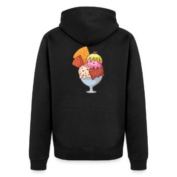 Eis Speiseeis Eiskrem Eiscreme Kugeleis Eisbecher - Unisex Premium Bio Zip Hoodie - Schwarz - Hinten - Nico (187cm)