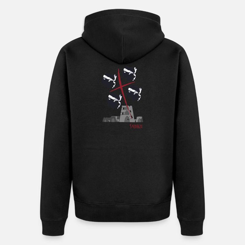 4 Mori - Le drapeau sarde avec nuraghi - Veste à capuche bio Premium Unisexe - noir