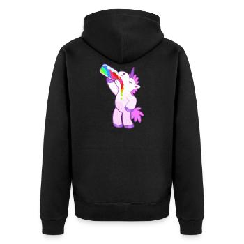 lustiges trinkendes Einhorn - Unisex Premium Bio Zip Hoodie - Schwarz - Hinten - Nico (187cm)