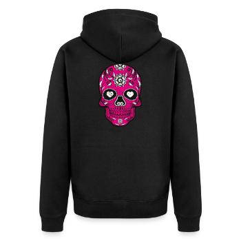 Costume Halloween crâne en crâne rose - Veste à capuche bio Premium Unisexe - noir - Dos - Nico (187cm)