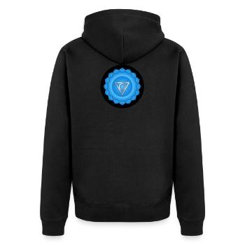 5ème Chakra Visuddha Chakra de la gorge Chakra de la gorge - Veste à capuche bio Premium Unisexe - noir - Dos - Nico (187cm)