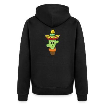Kaktus - Unisex Premium Bio Zip Hoodie - Schwarz - Hinten - Nico (187cm)