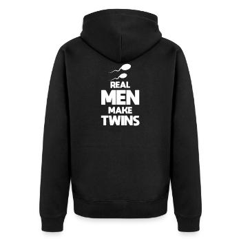 Twin becomes father - Unisex Premium Organic Zip Hoodie - black - Back - Nico (187cm)