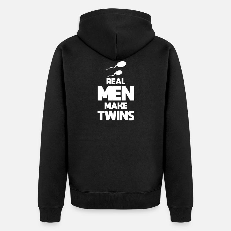 Zwilling werdender Vater - Unisex Premium Bio Zip Hoodie - Schwarz