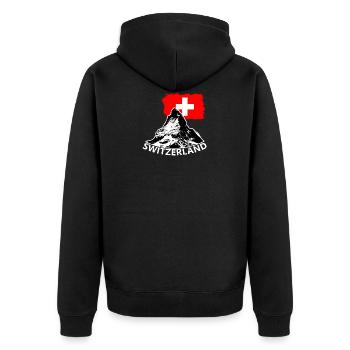 Matterhorn in Zermatt, Wallis, Schweiz Wahrzeichen - Unisex Premium Bio Zip Hoodie - Schwarz - Hinten - Nico (187cm)