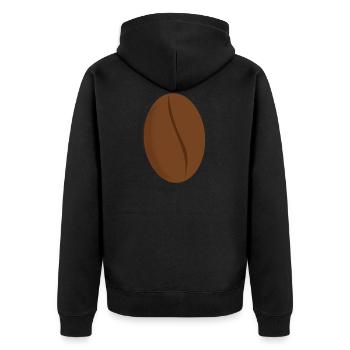 Kaffeebohne braun - Unisex Premium Bio Zip Hoodie - Schwarz - Hinten - Nico (187cm)