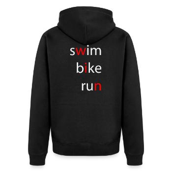 Triathlon - Unisex Premium Bio Zip Hoodie - Schwarz - Hinten - Nico (187cm)