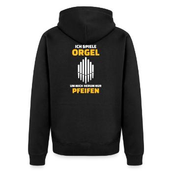 Orgel - Unisex Premium Bio Zip Hoodie - Schwarz - Hinten - Nico (187cm)