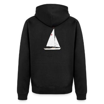 Hansa Jolle Riss - Unisex Premium Bio Zip Hoodie - Schwarz - Hinten - Nico (187cm)