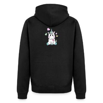licorne, licorne, amour, coeur - Veste à capuche bio Premium Unisexe - noir - Dos - Nico (187cm)