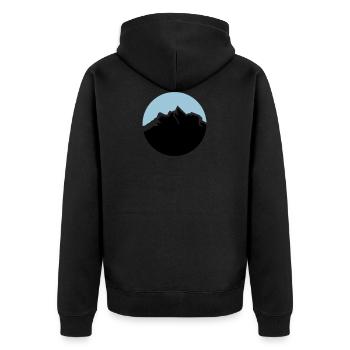 gebirge - Unisex Premium Bio Zip Hoodie - Schwarz - Hinten - Nico (187cm)