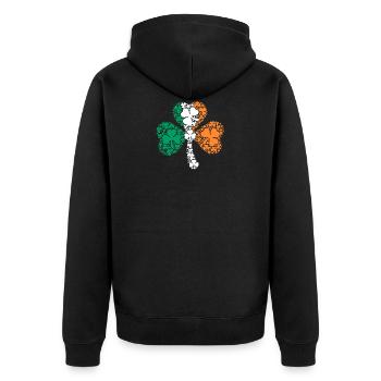 Shamrock St. Patrick's Day - Unisex Premium Bio Zip Hoodie - Schwarz - Hinten - Nico (187cm)