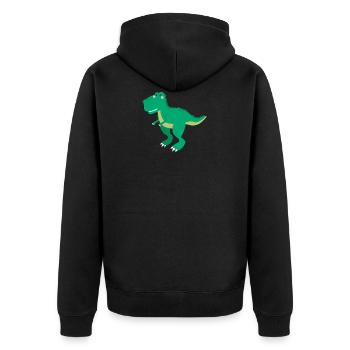 Dinosaurier - Unisex Premium Bio Zip Hoodie - Schwarz - Hinten - Nico (187cm)