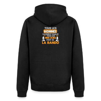 Tous les hommes naissent égaux, Randonnée humour - Veste à capuche bio Premium Unisexe - noir - Dos - Nico (187cm)