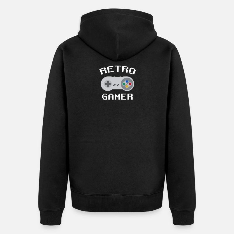 Gamer rétro blanc - Veste à capuche bio Premium Unisexe - noir