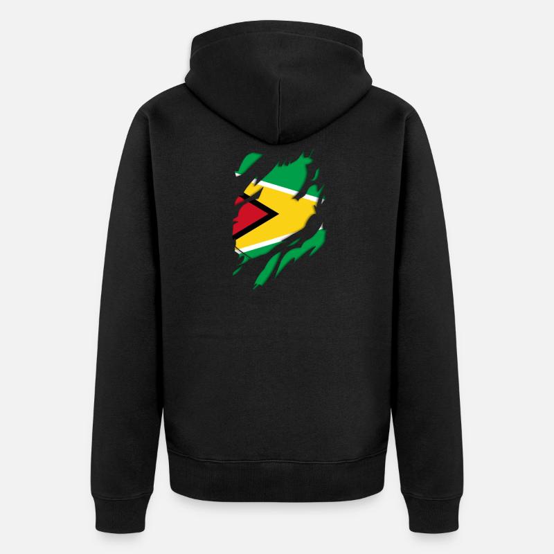Drapeau déchiré du Guyana - Veste à capuche bio Premium Unisexe - noir