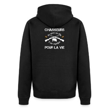 t-shirt chasseurs de père en fils - Veste à capuche bio Premium Unisexe - noir - Dos - Nico (187cm)