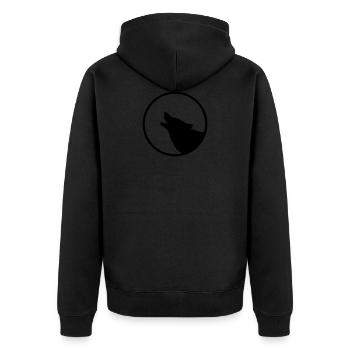 wolf - Unisex Premium Organic Zip Hoodie - black - Back - Nico (187cm)