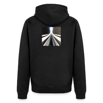 Art numérique 3D - fraktal futuriste cool - Veste à capuche bio Premium Unisexe - noir - Dos - Nico (187cm)