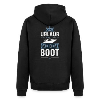 Urlaub Beginnt Auf Meinem Boot - Boot - Unisex Premium Bio Zip Hoodie - Schwarz - Hinten - Nico (187cm)