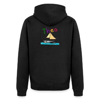 Theo first name boy sailing ship name ship boat - Unisex Premium Organic Zip Hoodie - black - Back - Nico (187cm)