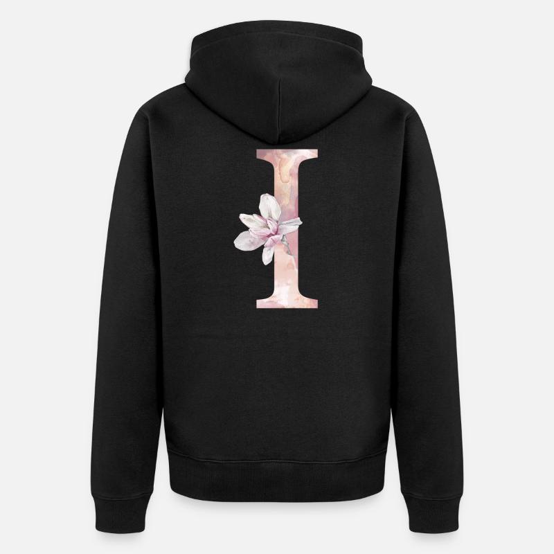 Buchstabe I - Unisex Premium Bio Zip Hoodie - Schwarz