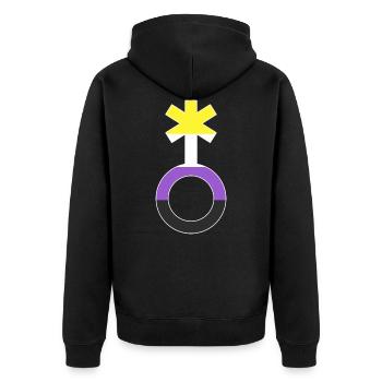 Nonbinary Gender Neutral Symbol Nonbinary - Unisex Premium Organic Zip Hoodie - black - Back - Nico (187cm)