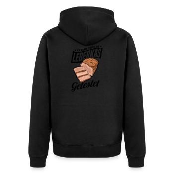 Leberkäse Semmel Leberkas Leberkäs Lustiger Spruch - Unisex Premium Bio Zip Hoodie - Schwarz - Hinten - Nico (187cm)