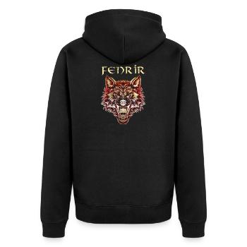 Fenrir Wolf Norse Viking Mythology Gift - Unisex Premium Organic Zip Hoodie - black - Back - Nico (187cm)