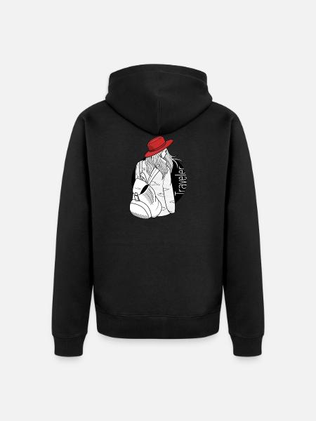 Reisenden - Unisex Premium Bio Zip Hoodie - Schwarz