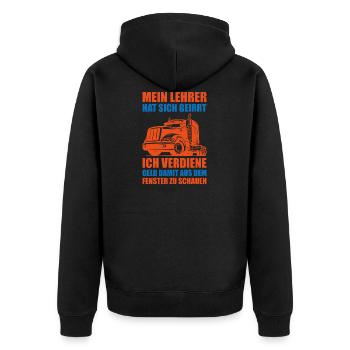 Lehrer hat sich geirrt Geschenk LKW-fahrer - Unisex Premium Bio Zip Hoodie - Schwarz - Hinten - Nico (187cm)