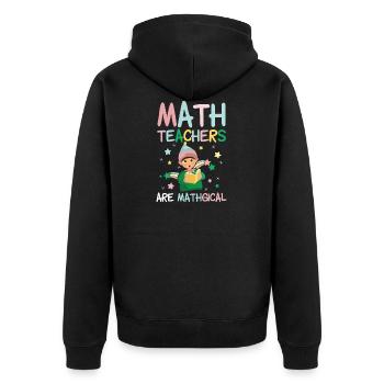 Mathe Lehrer sind magisch | Mathematik Geschenke - Unisex Premium Bio Zip Hoodie - Schwarz - Hinten - Nico (187cm)