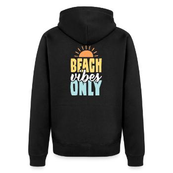 beach beach summer - Unisex Premium Organic Zip Hoodie - black - Back - Nico (187cm)