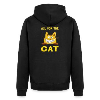 All for the cat - Alles für die Katz - Unisex Premium Organic Zip Hoodie - black - Back - Nico (187cm)