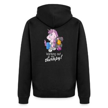 La musculation est ma thérapie licorne amusante - Veste à capuche bio Premium Unisexe - noir - Dos - Nico (187cm)