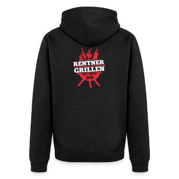 Grillen ist mein Job Rentner Ruhestand Spruch - Unisex Premium Bio Zip Hoodie - Schwarz - Hinten - Nico (187cm)