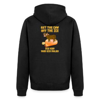 Get the cow off the ice. Get the cow off the ice - Unisex Premium Organic Zip Hoodie - black - Back - Nico (187cm)
