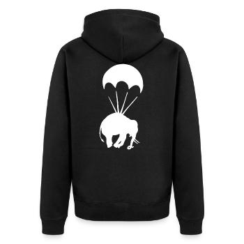 Elefant mit Fallschirm Graffiti Urban Art - Unisex Premium Bio Zip Hoodie - Schwarz - Hinten - Nico (187cm)