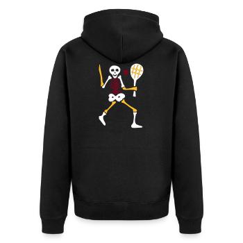 Skelett Skull Knochen Sport Tennisspieler - Unisex Premium Bio Zip Hoodie - Schwarz - Hinten - Nico (187cm)