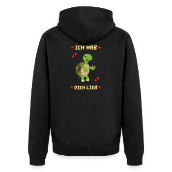 Baby Land Schildkröte meint: Ich hab dich lieb - Unisex Premium Bio Zip Hoodie - Schwarz - Hinten - Nico (187cm)