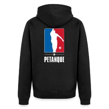 T shirt Bouliste Petanque - Français - idée cadeau - Veste à capuche bio Premium Unisexe - noir - Dos - Nico (187cm)