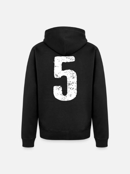 5 Number Vintage - Unisex Premium Organic Zip Hoodie - black